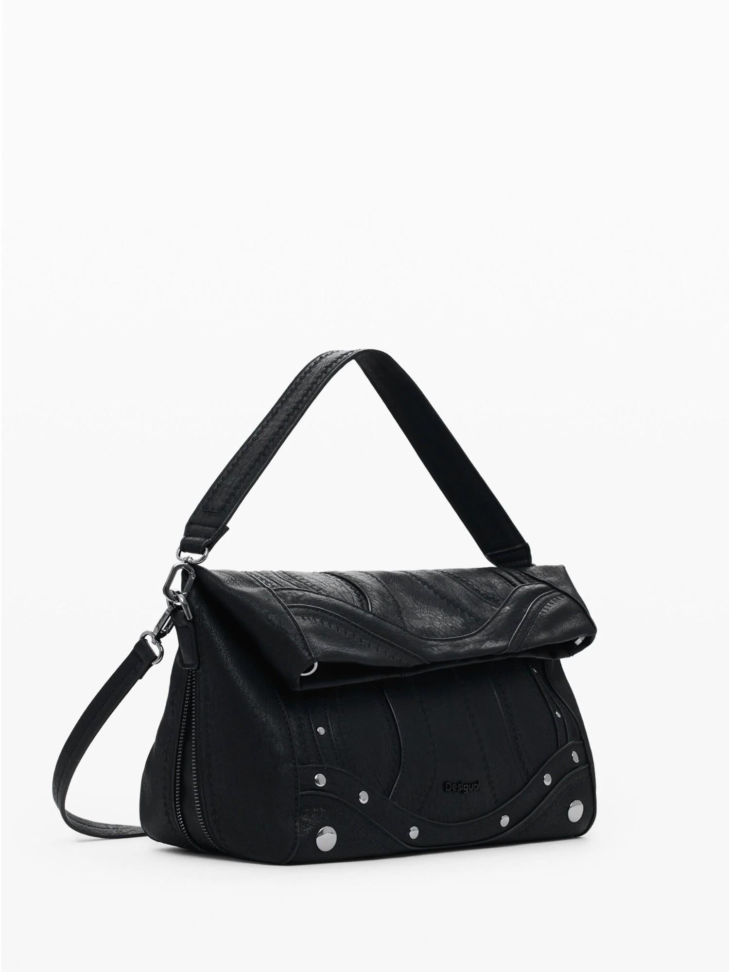 Desigual Borsa effetto pelle ricamata media Donna Nero 25WAXPAA 2000 DESIGUAL