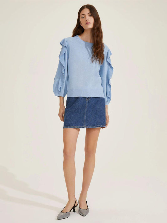 Emme Marella Maglia con volant Oreste Donna Azzurro
