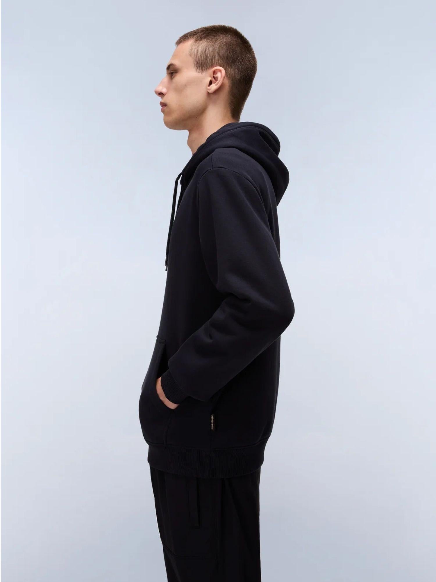 Napapijri Felpa con Cappuccio Box Logo Uomo Nero NP0A4I19 041 NAPAPIJRI