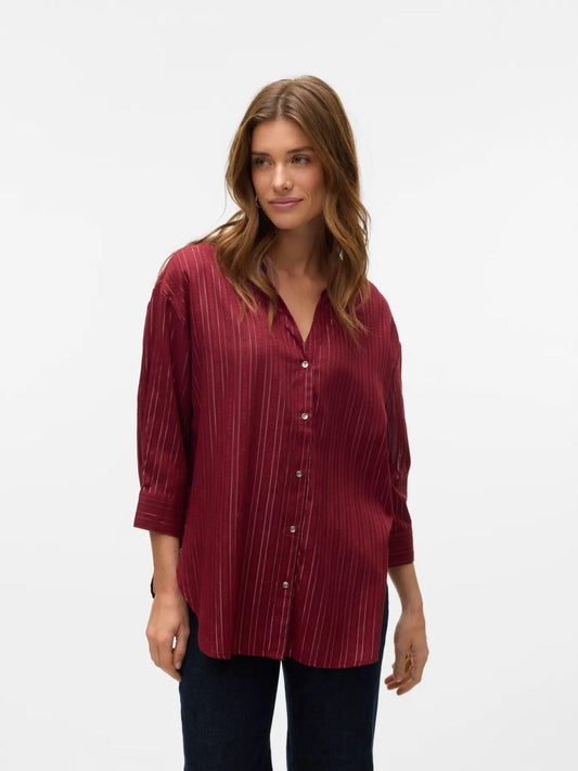 Vero Moda VMOLLA Camicia 3/4 Donna Syrah Silver lurex 10329382 Syrah VERO MODA