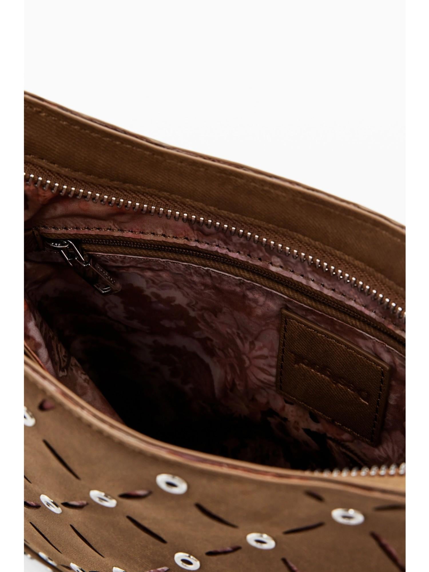 Desigual Borsa effetto pelle traforata media Donna Marrone 25WAXPB4 6011 DESIGUAL