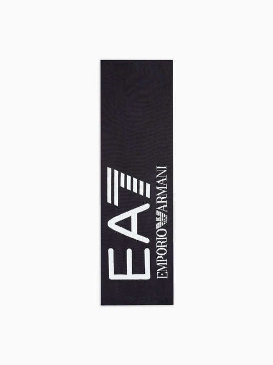 EA7 Emporio Armani Sciarpa Visibility con maxi logo EA7 Nero