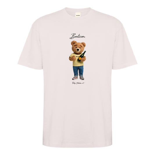 T-shirt oversize Teddy Champagne bianco vintage