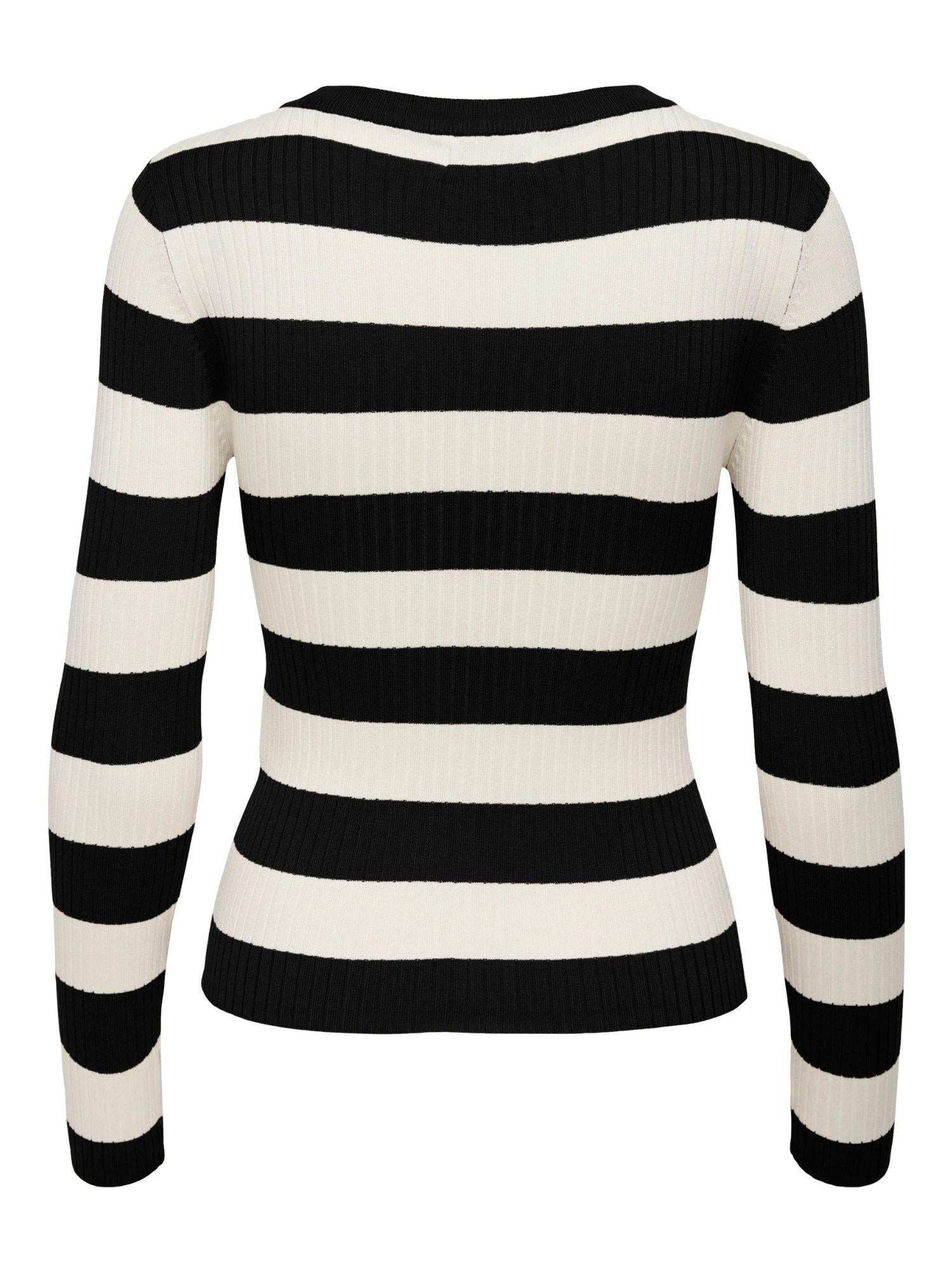 Jacqueline De Yong JDYPLUM Pullover Donna Nero Eggnog Stripes - Santangelo