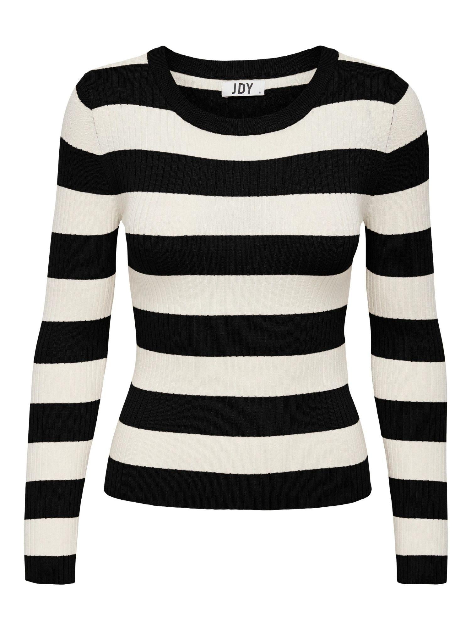 Jacqueline De Yong JDYPLUM Pullover Donna Nero Eggnog Stripes - Santangelo