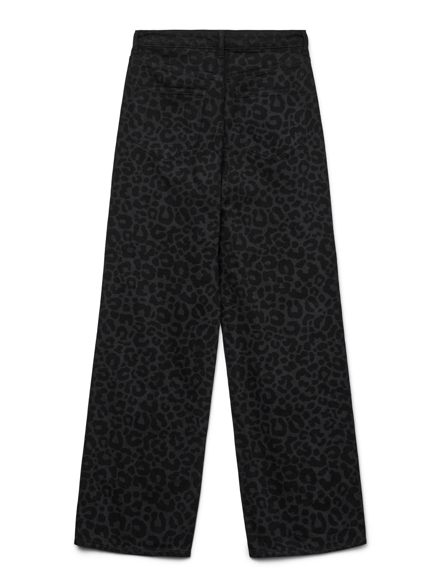 Vero Moda VMTESSA Vita alta Wide Leg Fit Jeans Donna Black Denim Leopard - Santangelo