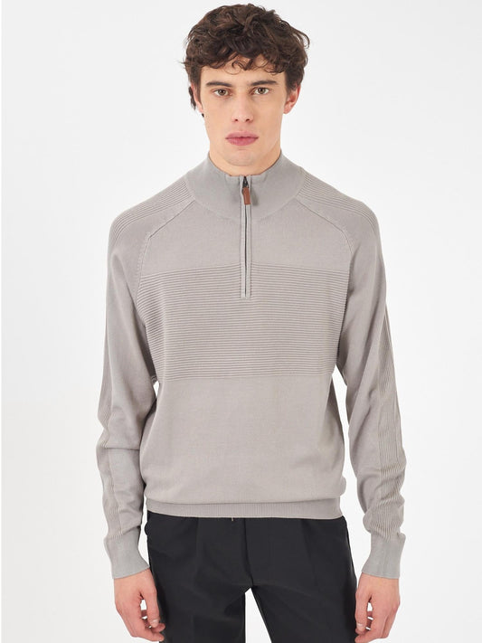 Maglia Lupetto con mezza zip Uomo Grigio chiaro