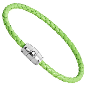 Montblanc Meisterstück Lime 3-Ring Steel and Leather Bracelet Size L 13429268