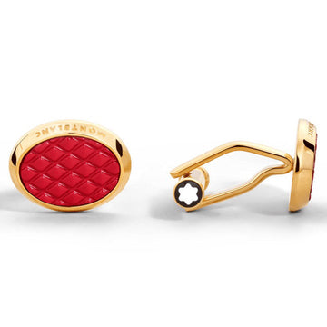 Montblanc gemelli ovali Meisterstück acciaio finitura PVD oro giallo 134469