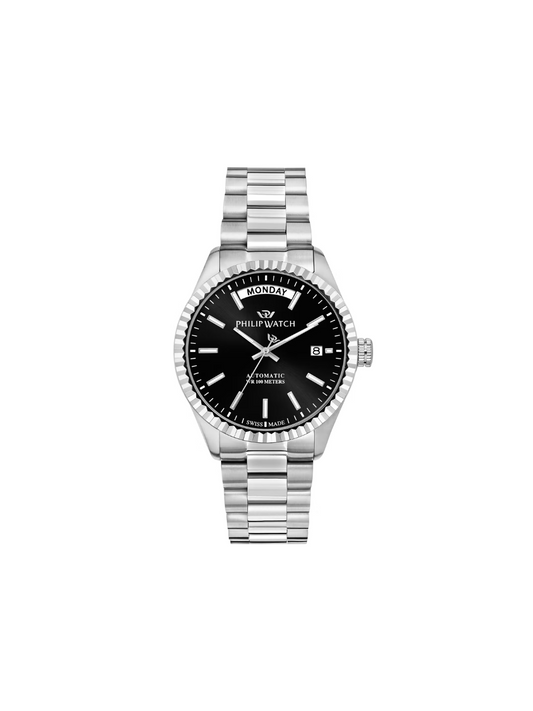 Philip Watch Caribe R8223597108 – Automatico Swiss Made Day-Date Nero 39mm Uomo