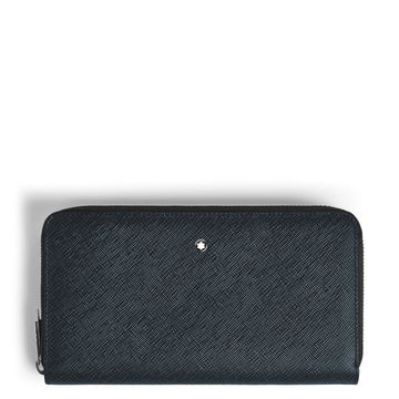 Montblanc portafoglio 12 scomparti con cerniera Sartorial tweed blu 220365