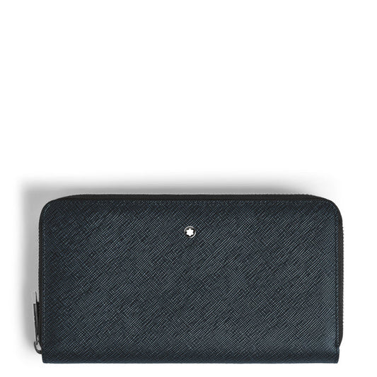 Montblanc portafoglio 12 scomparti con cerniera Sartorial tweed blu 220365