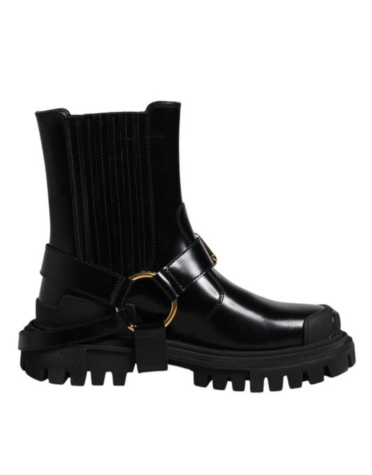 Scarpe da trekking elasticizzate slip-on in pelle nera