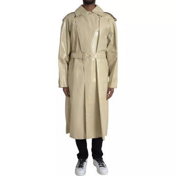 Giacca trench in pelle di agnello beige Bottega Veneta
