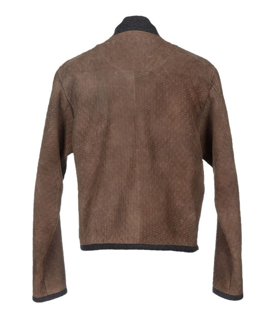 Elegante giacca in misto pelle e lana