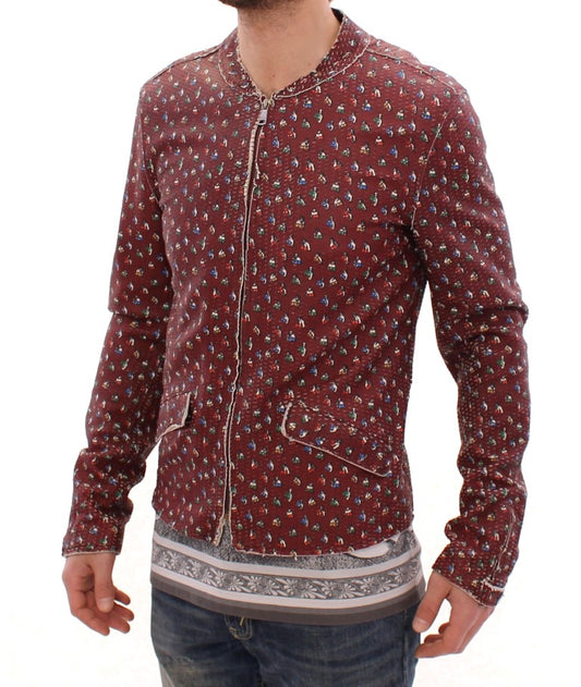 Giacca esclusiva in pelle bordeaux con stampa boxer