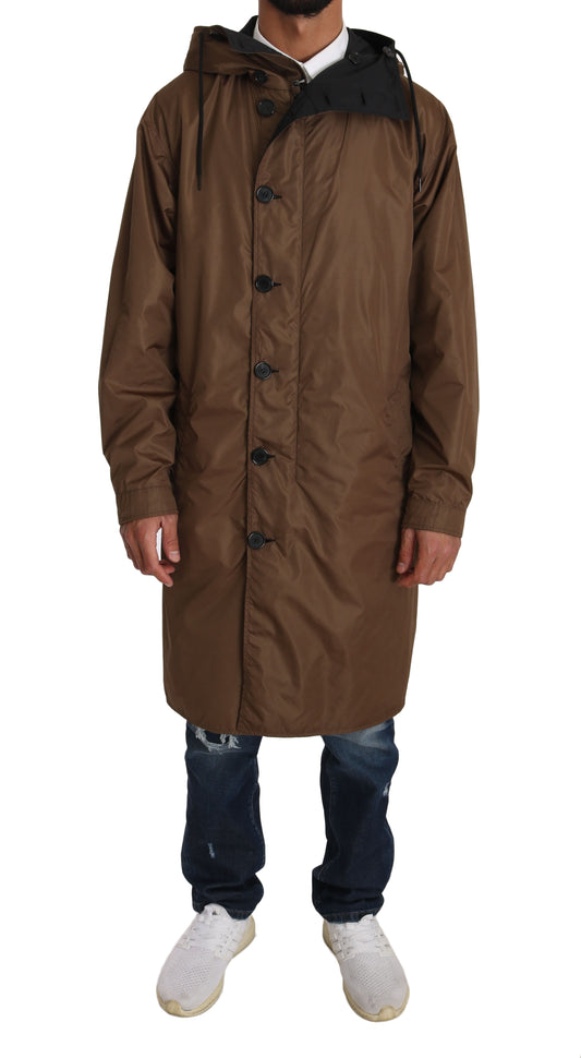 Elegante impermeabile reversibile con cappuccio