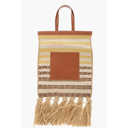 Yellow Raffia Tote Bag