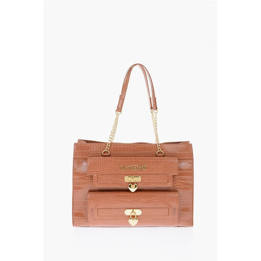 Brown Polyurethane Shoulder Bag
