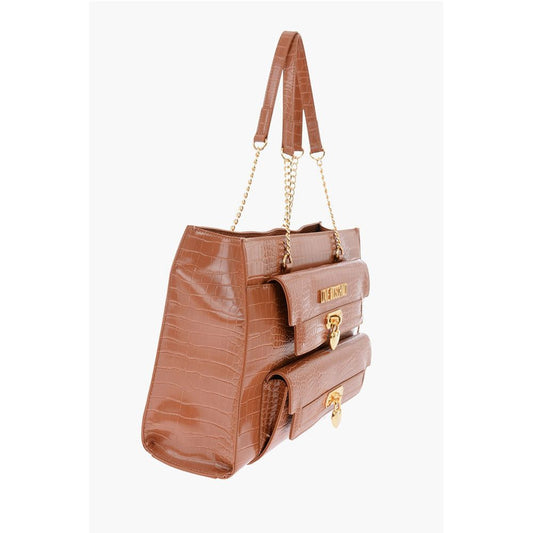Brown Polyurethane Shoulder Bag