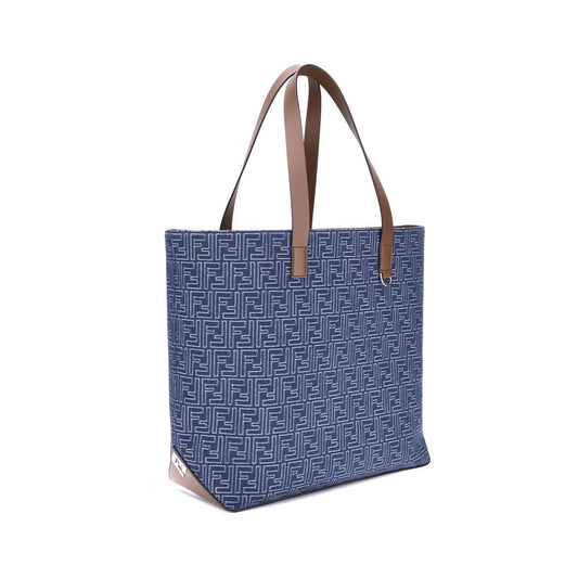 Borsa tote in denim ricamata Fendi
