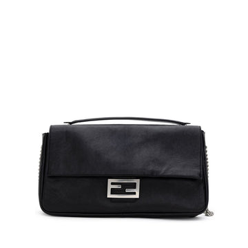 Borsa a tracolla in pelle nera Fendi