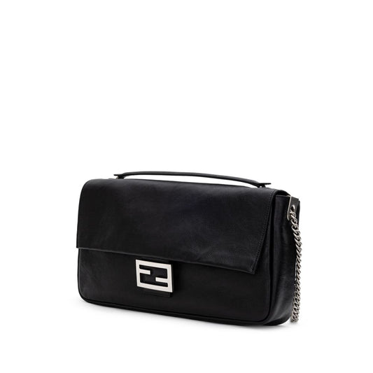 Borsa a tracolla in pelle nera Fendi