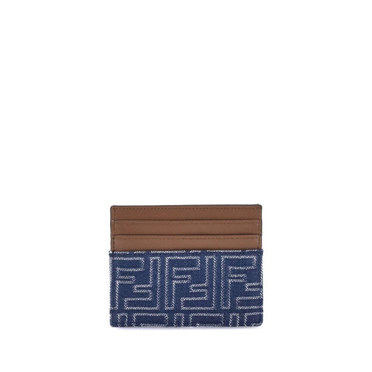 Porta carte di credito in denim Fendi