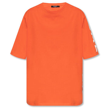 T-shirt in cotone arancione Balmain