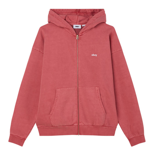 OBEY - Felpa Lowercase Zip Hoody Pigment mineral Red