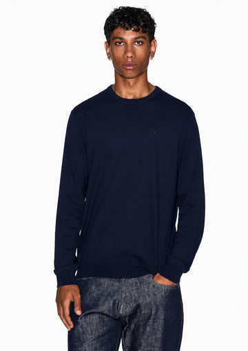 Mage girocollo in lana merino Blu Navy