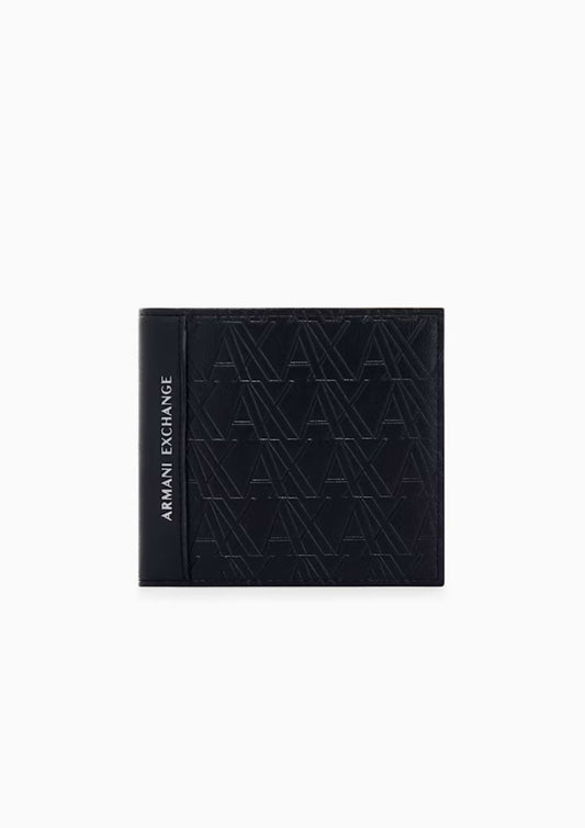 ARMANI EXCHANGE - Portafoglio bifold con portamonete e logo Nero