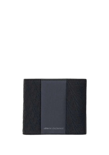 Portafoglio bifold con portamonete e logo a rilievo Nero