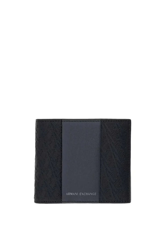 ARMANI EXCHANGE - Portafoglio bifold con portamonete e logo a rilievo Nero