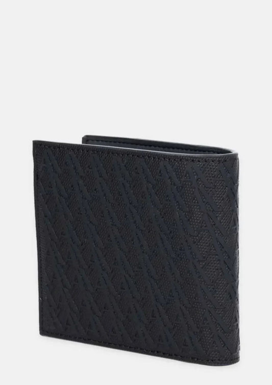 ARMANI EXCHANGE - Portafoglio bifold con portamonete e logo a rilievo Nero