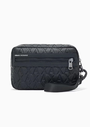 Borsa con motivo a rilievo e chiusura con zip Nera