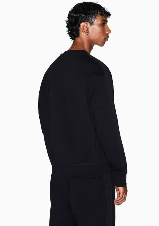 ARMANI EXCHANGE - Felpa con logo girocollo in misto cotone Nera