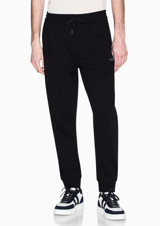 ARMANI EXCHANGE - Pantaloni regular fit in cotone french terry Neri