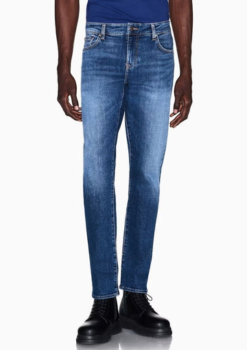 Pantalone cinque tasche Skinny in denim di cotone stretch Dark Blu Denim
