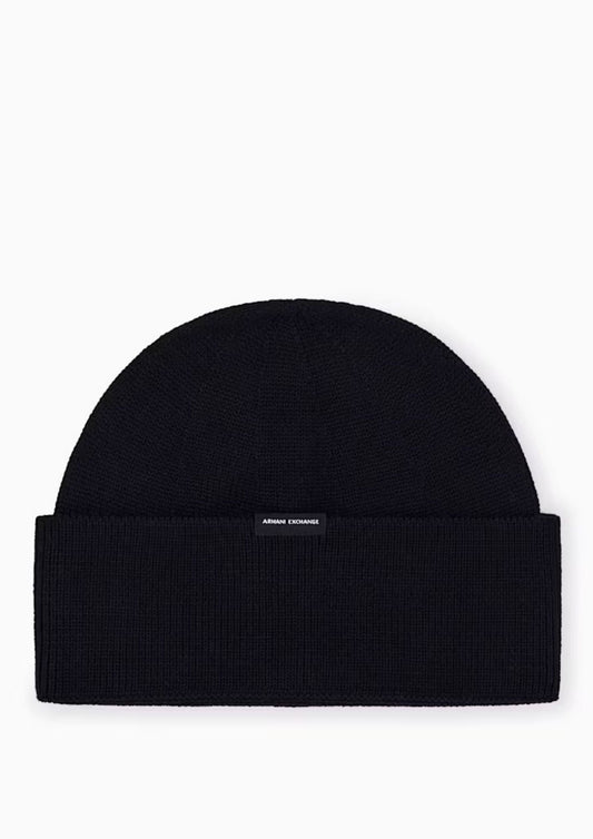 ARMANI EXCHANGE - Berretto Crossover in misto lana e cotone Black