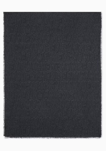 Sciarpa jacquard in cotone e viscosa con logo Nera