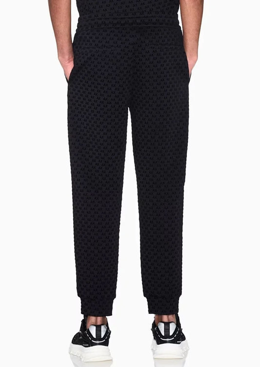 ARMANI EXCHANGE - Pantaloni joggers in jersey con logo all over Nero