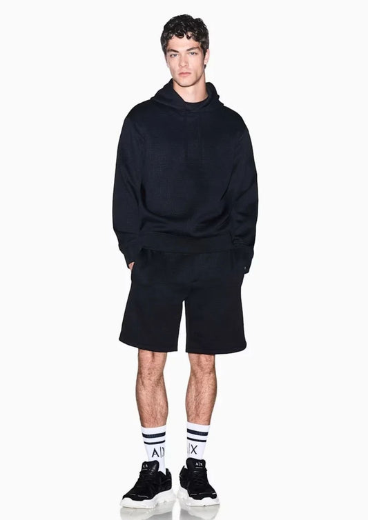 ARMANI EXCHANGE - Felpa in jersey jacquard elasticizzato Nera