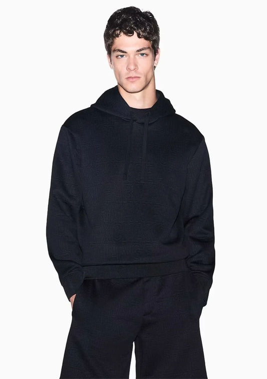 ARMANI EXCHANGE - Felpa in jersey jacquard elasticizzato Nera