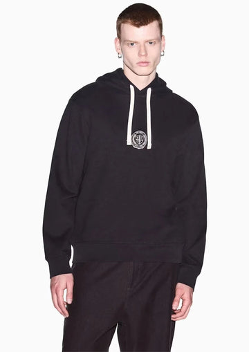 Felpa Crossover in cotone con cappuccio e logo Grigia