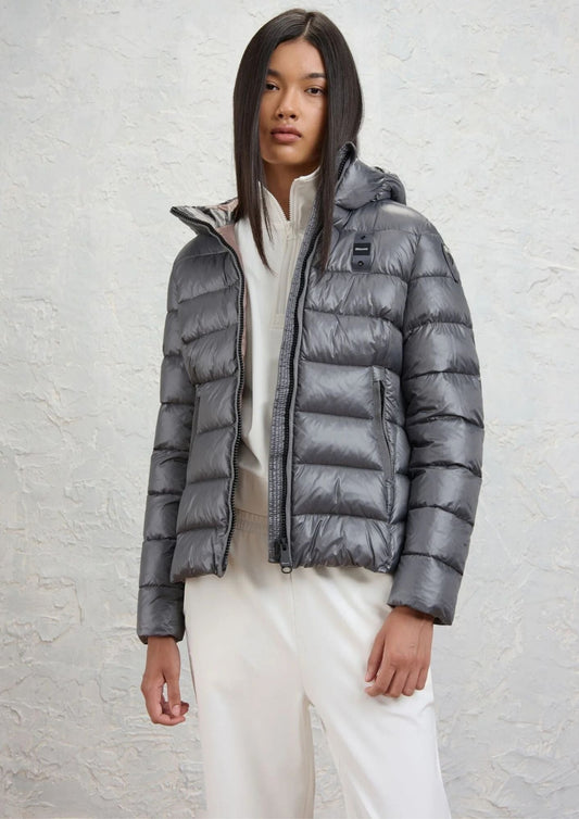 BLAUER - Giubbino Corto Imbottito Ovatta Termica Caroll Grigio Roccia Brown