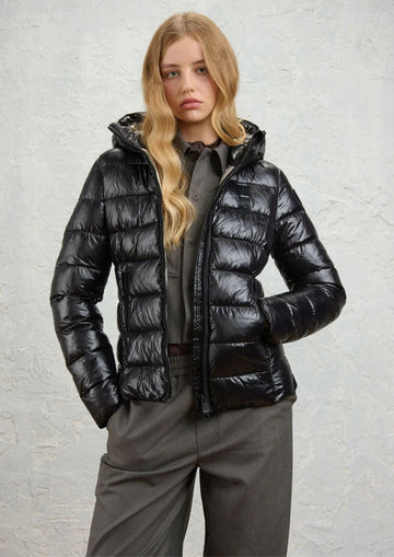 BLAUER - Giubbino Corto Imbottito Ovatta Termica Caroll Nero Beige
