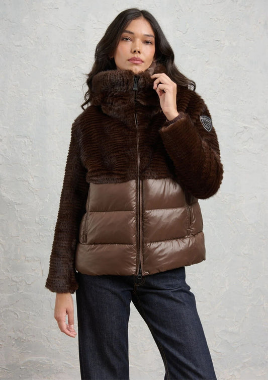 BLAUER - Giubbino Nylon Eco Pelliccia Fanevil Marrone