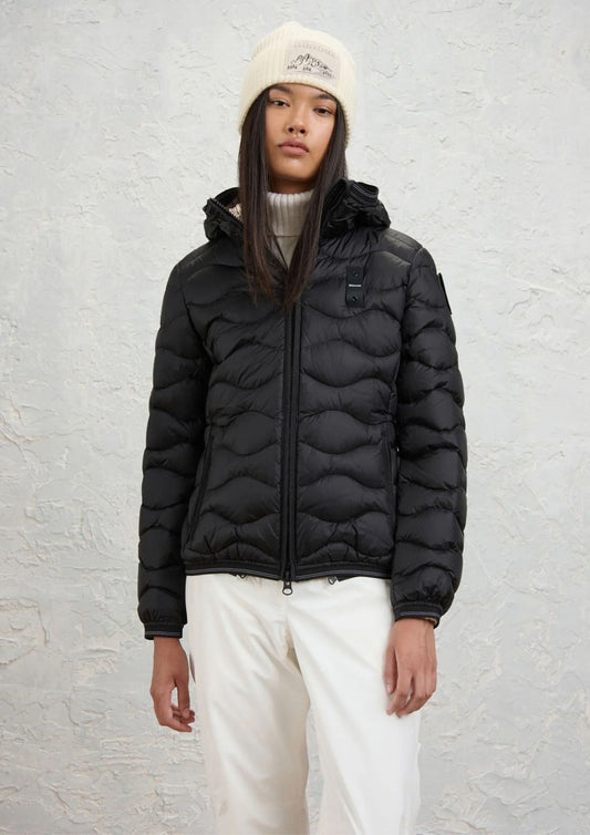 BLAUER - GIubbino Corto Imbottito Piuma Camelia Nero Beige