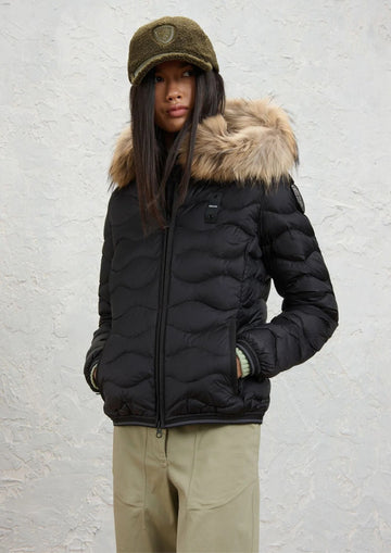 BLAUER - Giubbino Corto Imbottito Piuma Aldie Nero Beige